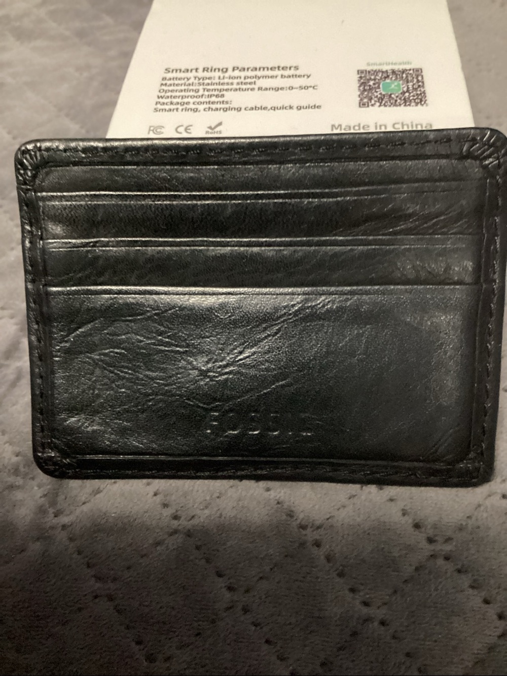 FOSSIL Black Leather Card Holder Wallet -